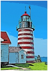 West Quoddy Head Light in Down East Maine - Digital Painting